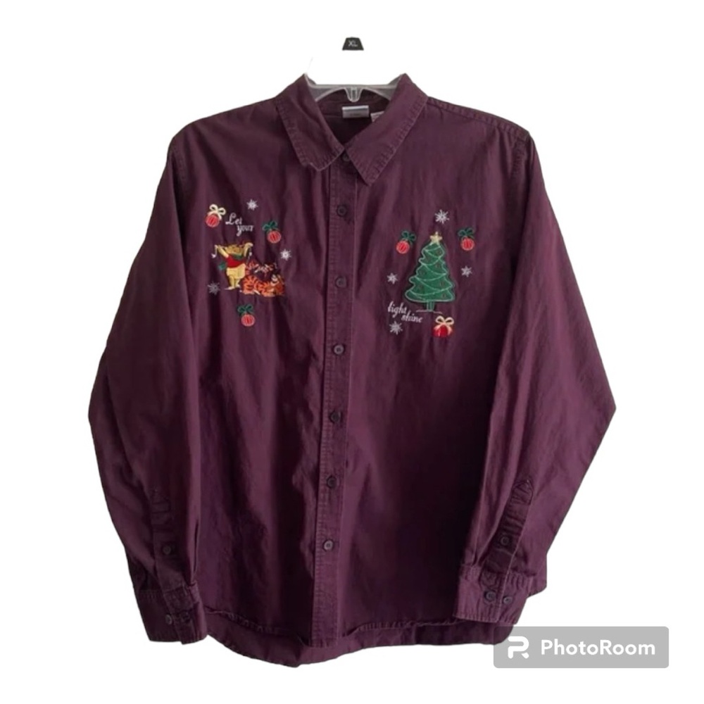 Vintage Disney Christmas Winnie the Pooh Button Down Y2K